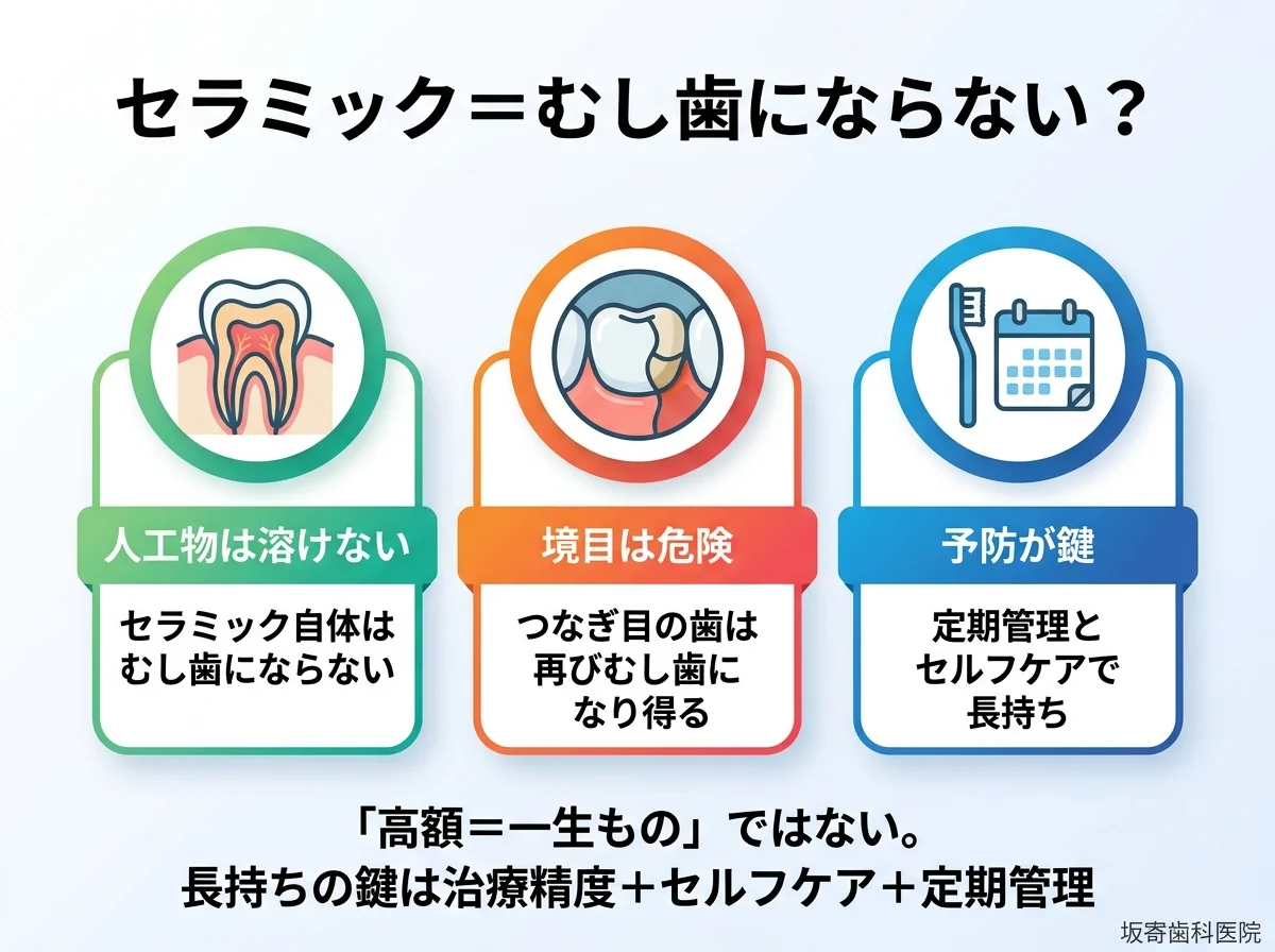 セラミックはむし歯にならない」は本当？歯科医師がエビデンスで解説